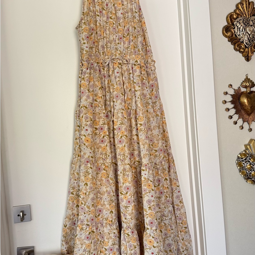 Floral Maxi Dress in Cream and Pink, lined